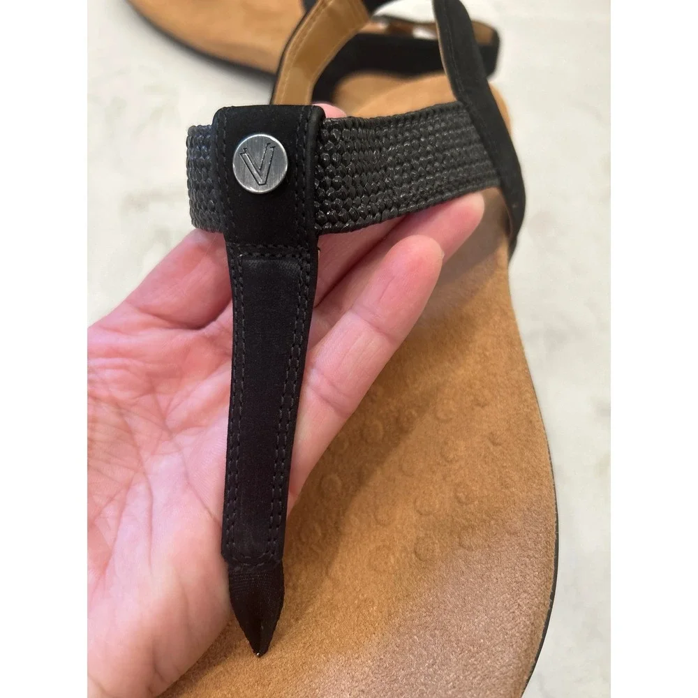 Vionic Brea Sandals Women 7.5 Black Comfortable Orthotic T-Strap Slingback